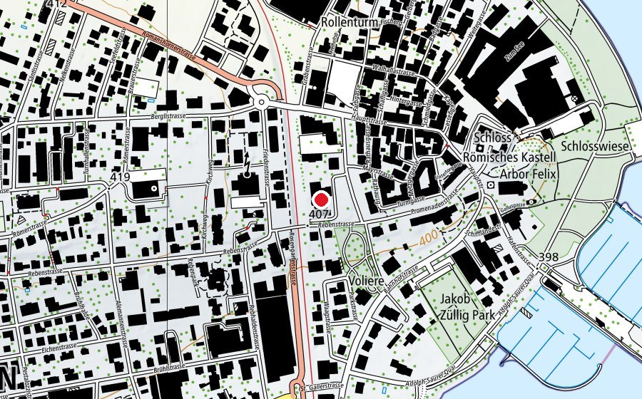 Map showing the location of Schulhaus Reben 4 (School)
