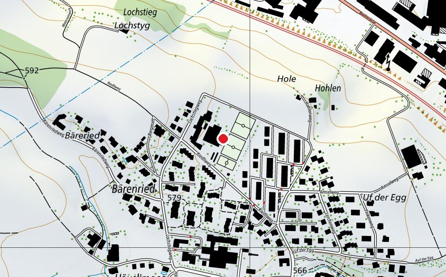 Map showing the location of Schulhaus Riedli (School)