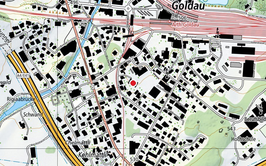 Karte mit dem Standort von Schulhaus Rigi (Schule)