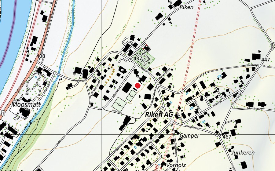 Map showing the location of Schulhaus Riken (School)