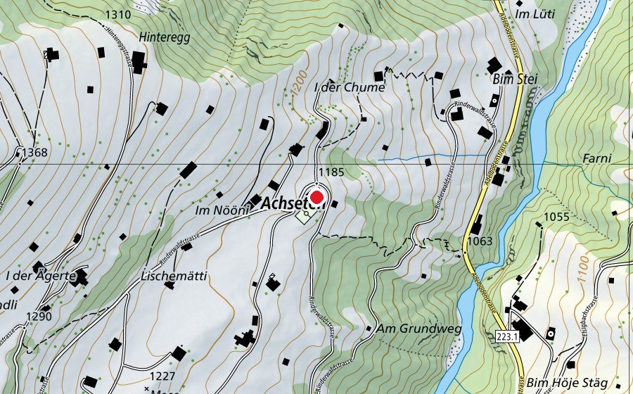 Map showing the location of Schulhaus Rinderwald (School)