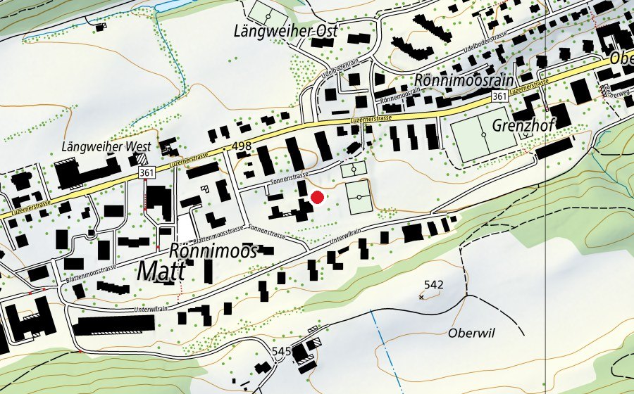 Map showing the location of Schulhaus Rönnimoos (School)