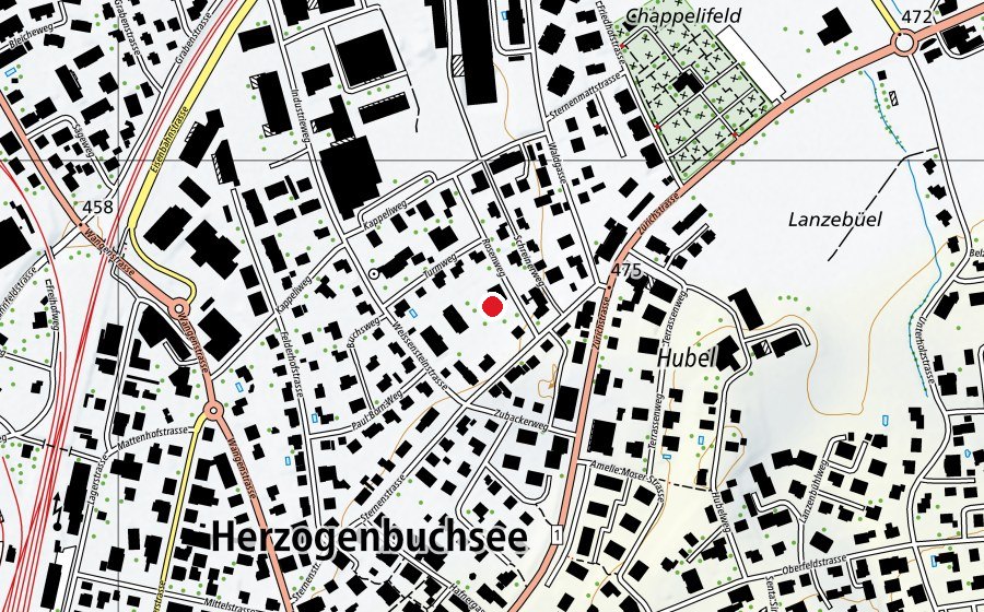 Karte mit dem Standort von Schulhaus Rosenweg (Schule)