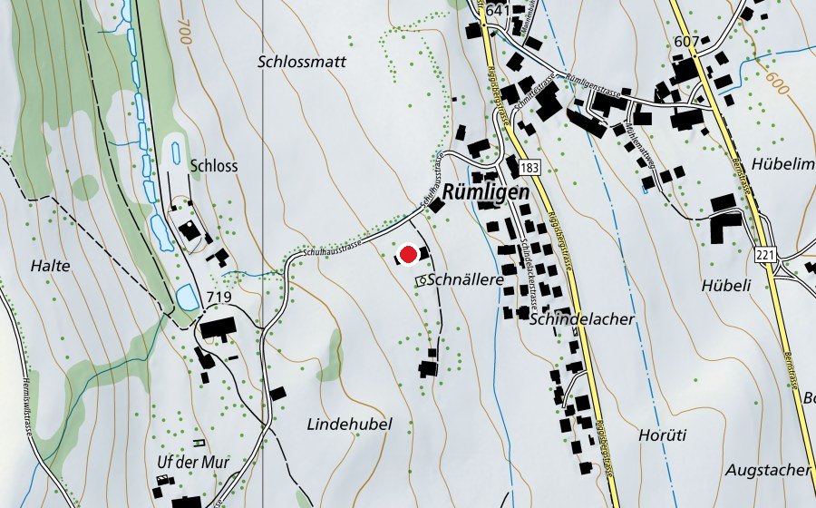 Carte indiquant l’emplacement de Schulhaus Rümligen (École)