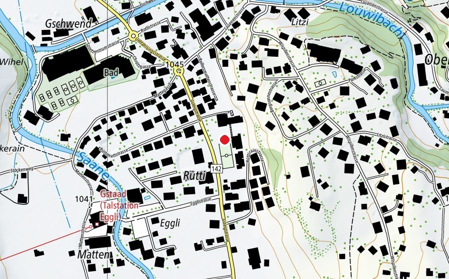 Carte indiquant l’emplacement de Schulhaus Rütti (École)
