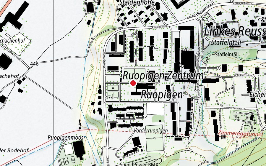Map showing the location of Schulhaus Ruopigen (School)