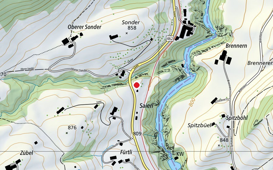 Mappa con la posizione di Schulhaus Saien (Scuola)