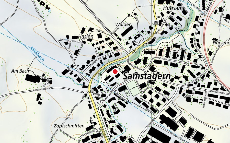 Carte indiquant l’emplacement de Schulhaus Samstagern (École)