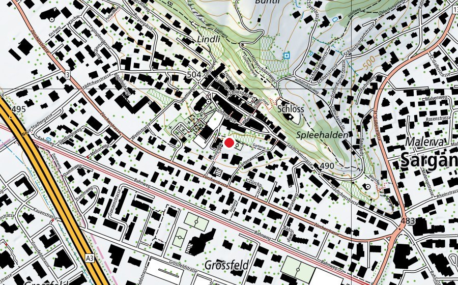Map showing the location of Schulhaus Sandgrub (School)