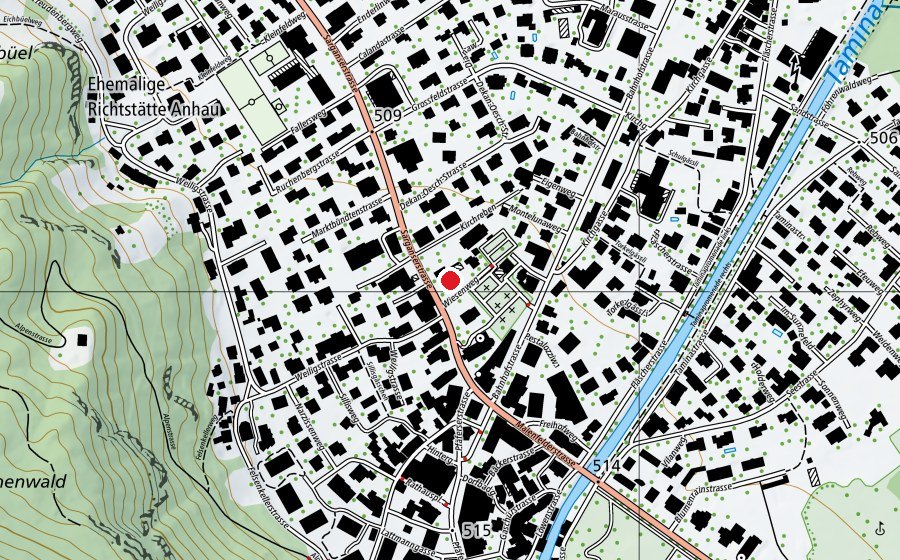 Mappa con la posizione di Schulhaus Sarganserstrasse (Scuola)