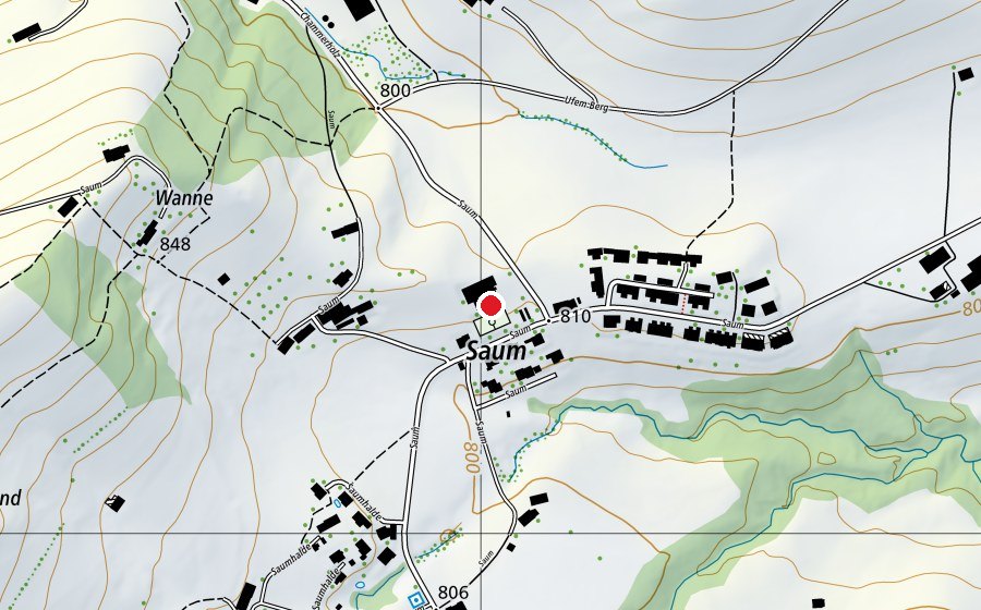Carte indiquant l’emplacement de Schulhaus Saum (École)