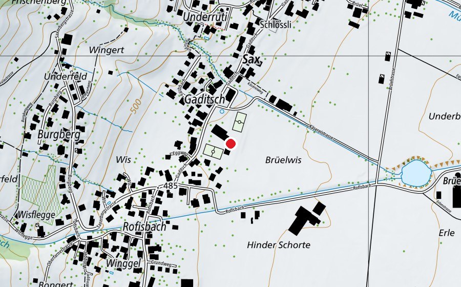 Map showing the location of Schulhaus Sax (School)