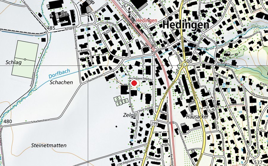 Karte mit dem Standort von Schulhaus Schachen Beta (Schule)
