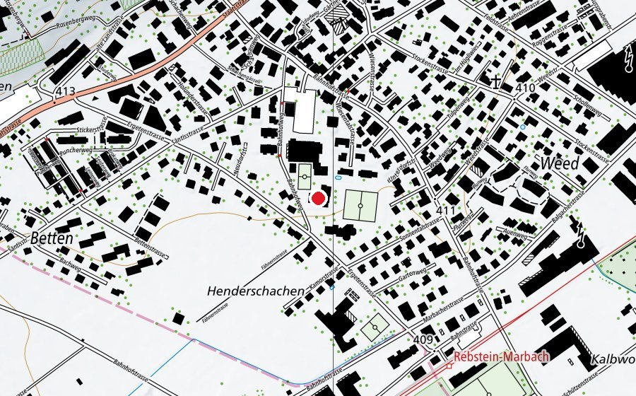 Map showing the location of Schulhaus Schachen (School)
