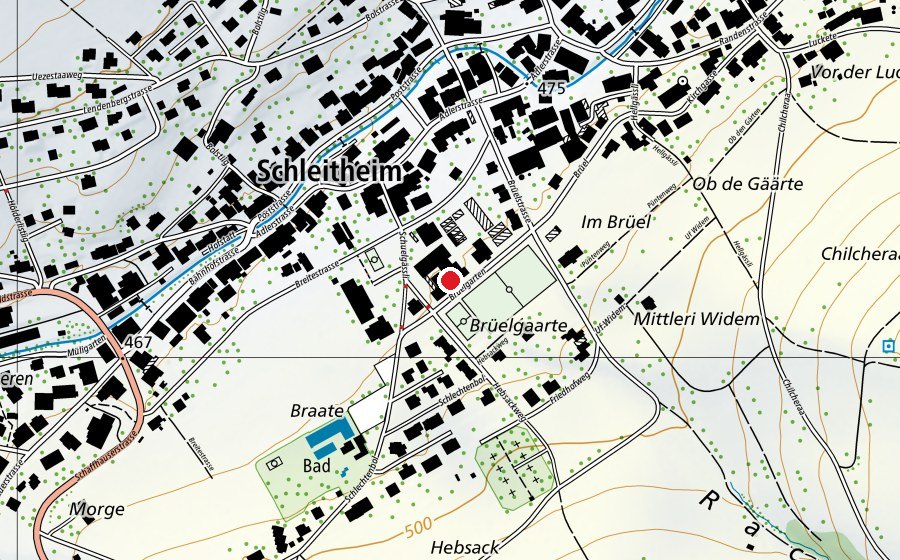 Carte indiquant l’emplacement de Schulhaus (École)