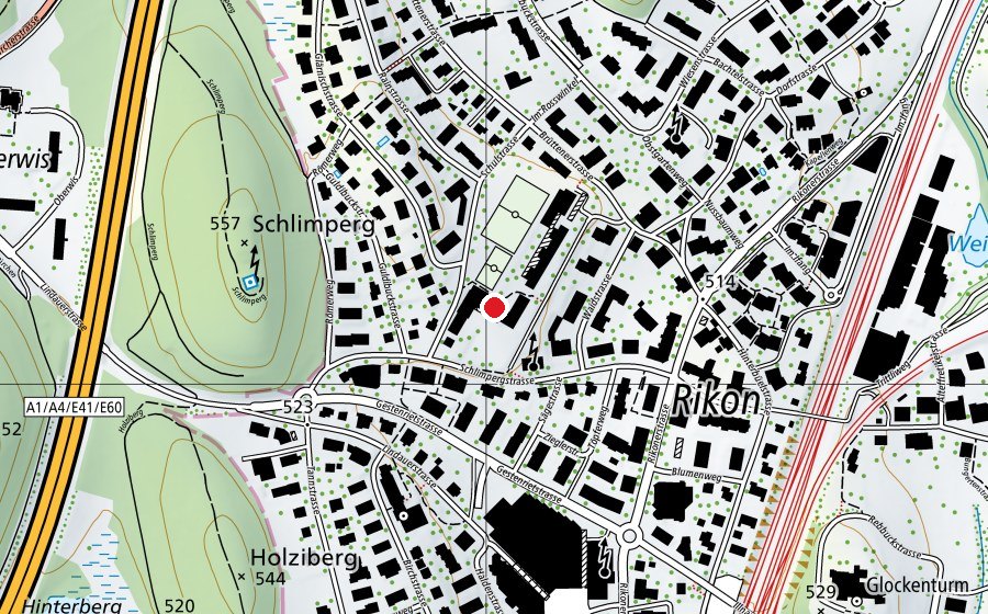 Map showing the location of Schulhaus Schlimperg Trakt A (School)