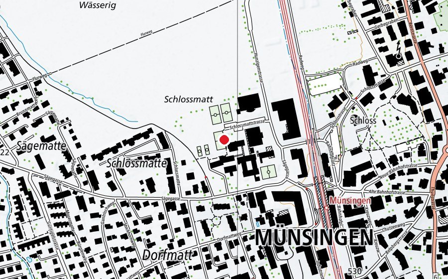 Map showing the location of Schulhaus Schlossmatt (School)