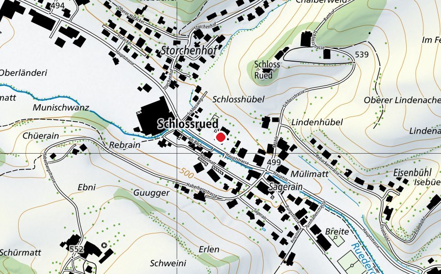 Carte indiquant l’emplacement de Schulhaus (École)