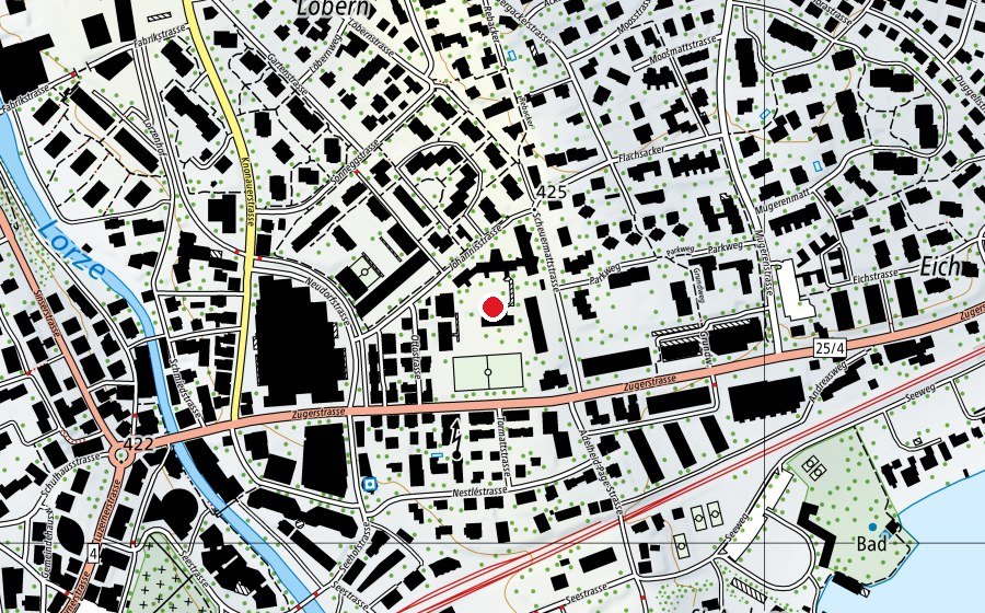 Carte indiquant l’emplacement de Schulhaus Schürmatt (École)