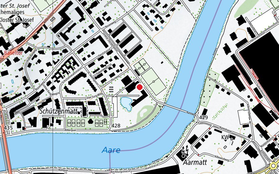 Carte indiquant l’emplacement de Schulhaus Schützenmatt (École)