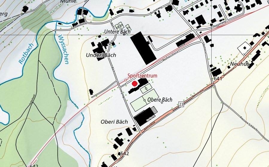 Carte indiquant l’emplacement de Schulhaus Schwarzenbach (École)