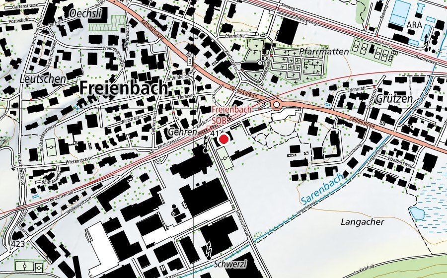 Map showing the location of Schulhaus Schwerzi (School)