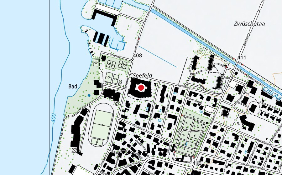 Map showing the location of Schulhaus Seefeld (School)
