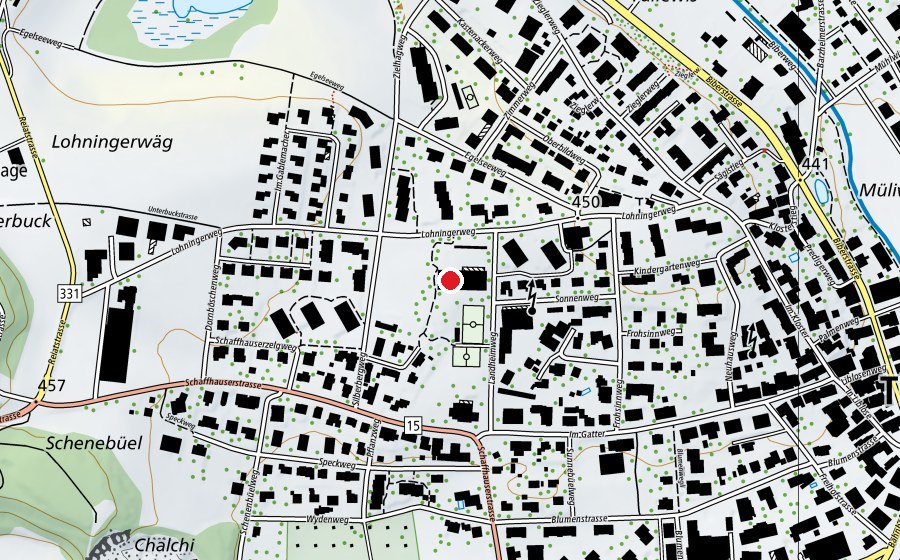 Map showing the location of Schulhaus Silberberg (School)