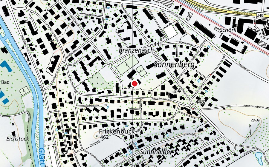 Carte indiquant l’emplacement de Schulhaus Sonnenberg (École)