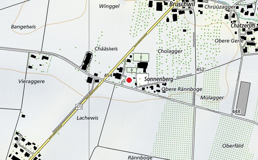 Carte indiquant l’emplacement de Schulhaus Sonnenberg (École)