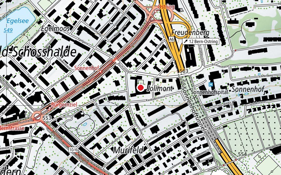 Carte indiquant l’emplacement de Schulhaus Sonnenhof (École)