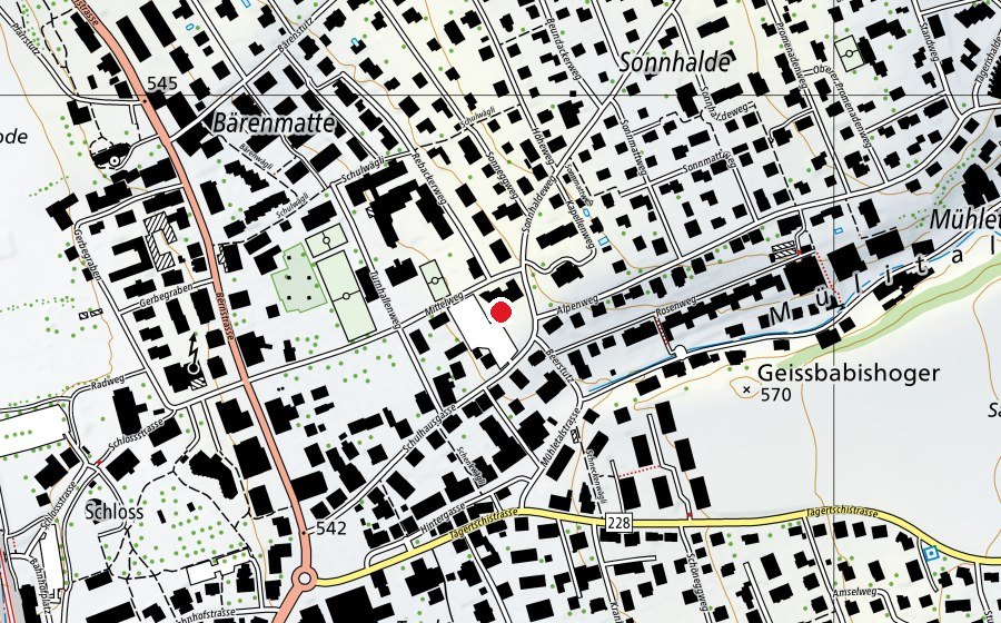 Carte indiquant l’emplacement de Schulhaus Sonnhalde (École)