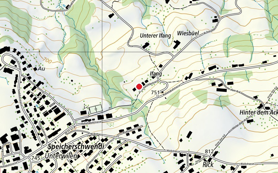 Map showing the location of Schulhaus Speicherschwendi (School)