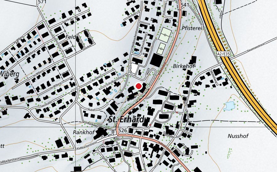 Carte indiquant l’emplacement de Schulhaus St. Erhard (École)