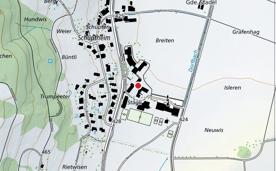 Map showing the location of Schulhaus Stadel Primar (School)