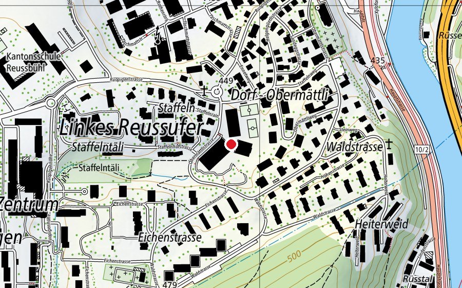 Carte indiquant l’emplacement de Schulhaus Staffeln (École)