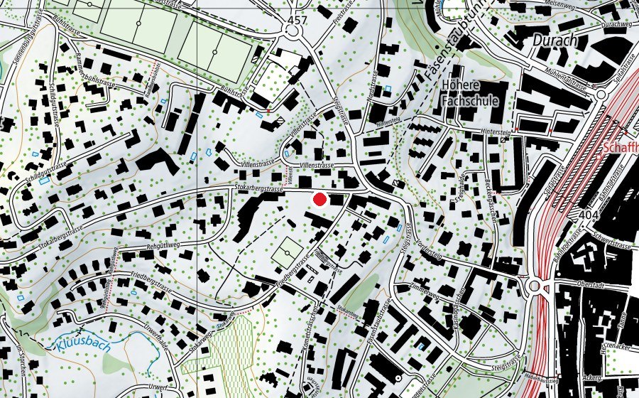Map showing the location of Schulhaus Steig (School)