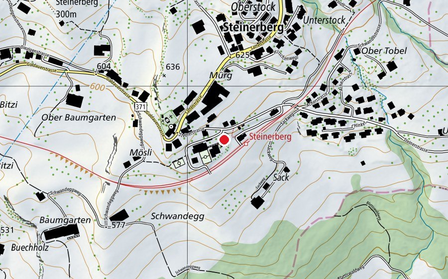 Carte indiquant l’emplacement de Schulhaus Steinerberg (École)
