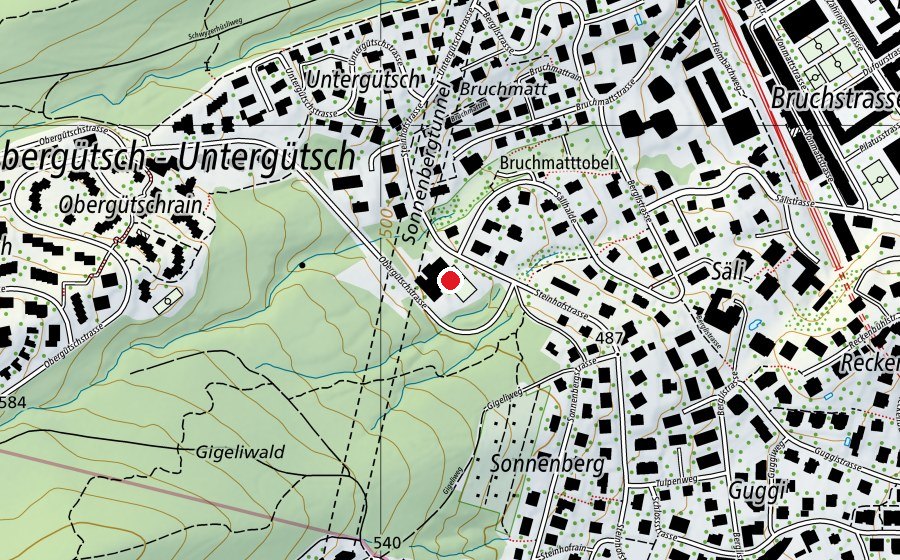 Carte indiquant l’emplacement de Schulhaus Steinhof 2 (École)