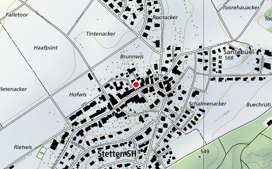 Karte mit dem Standort von Schulhaus Stetten (Schule)