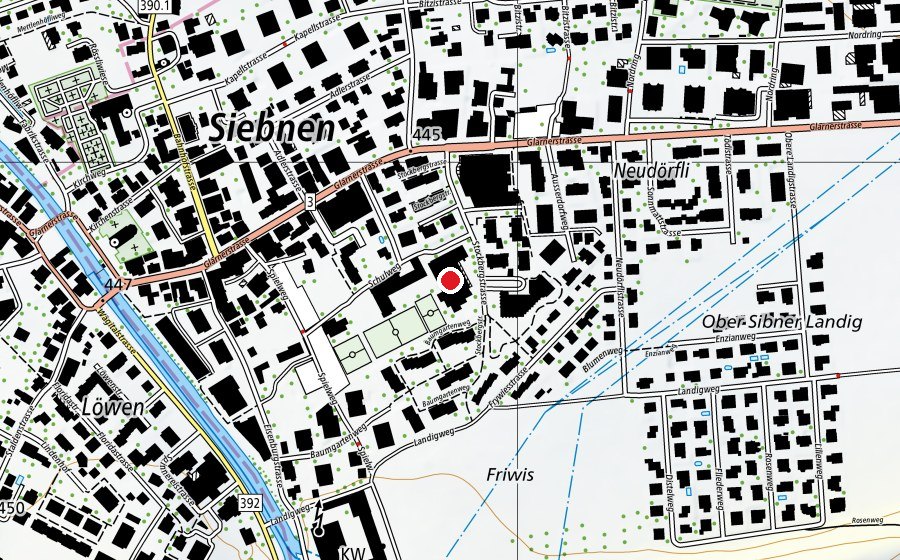 Map showing the location of Schulhaus Stockberg 1 (School)