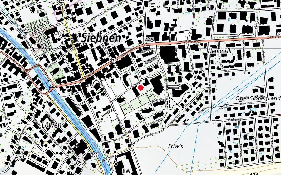 Carte indiquant l’emplacement de Schulhaus Stockberg 2 (École)