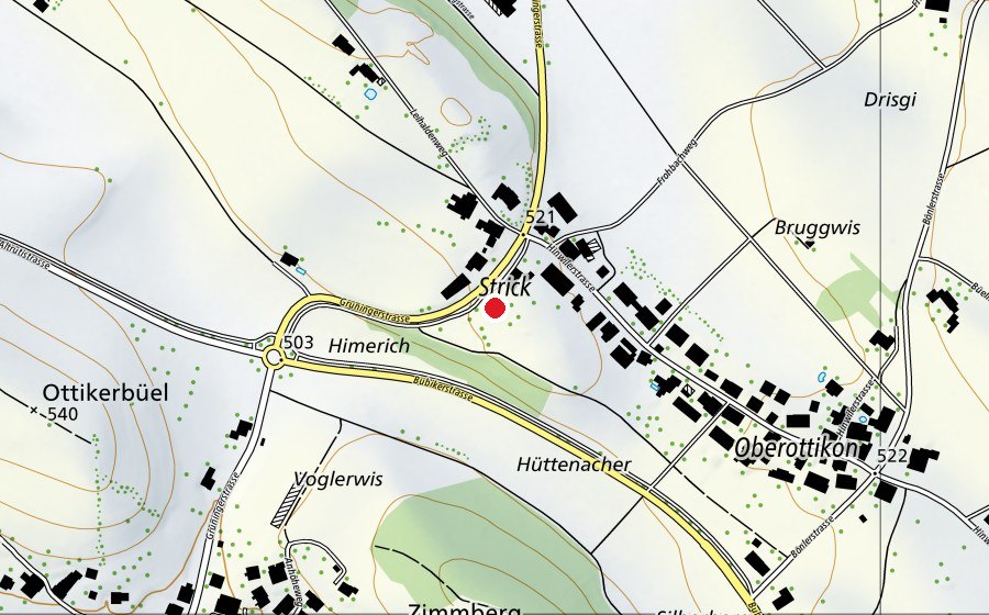 Map showing the location of Schulhaus Strick (School)
