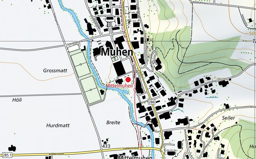 Map showing the location of Schulhaus Süd (School)
