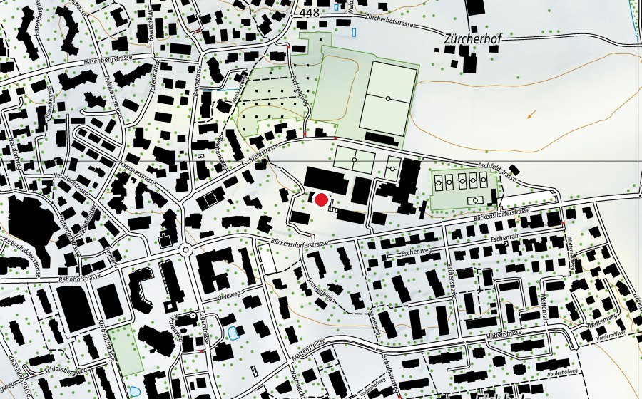 Map showing the location of Schulhaus Sunnegrund 3 (School)