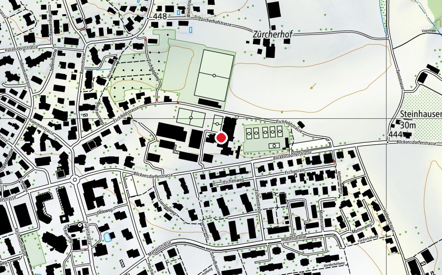 Map showing the location of Schulhaus Sunnegrund 4 (School)