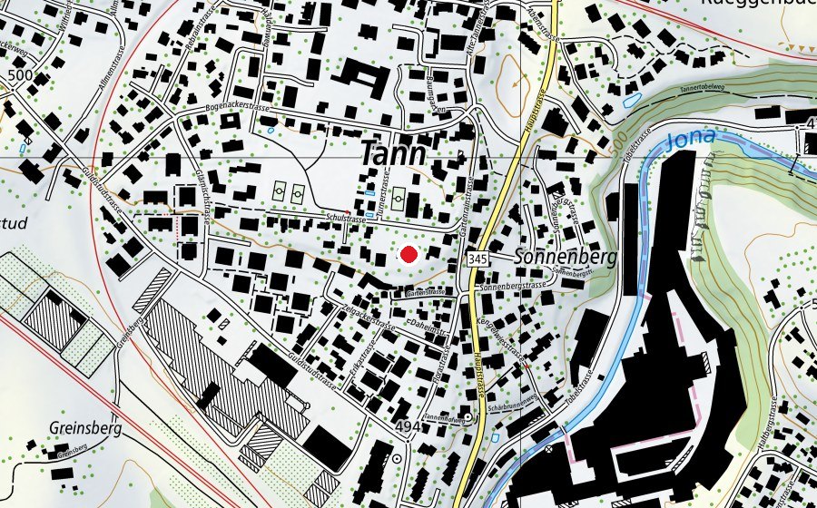 Carte indiquant l’emplacement de Schulhaus Tannenbühl (École)