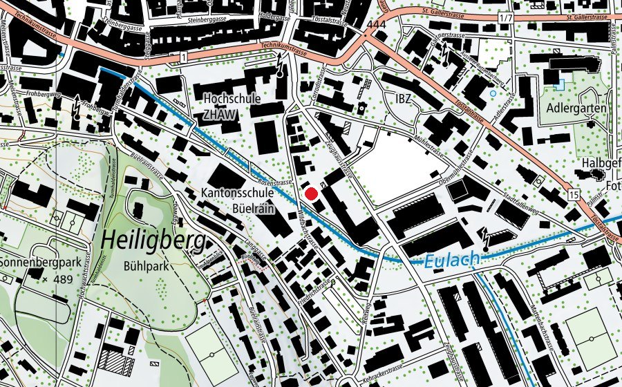 Map showing the location of Schulhaus Teuchelweiher (School)