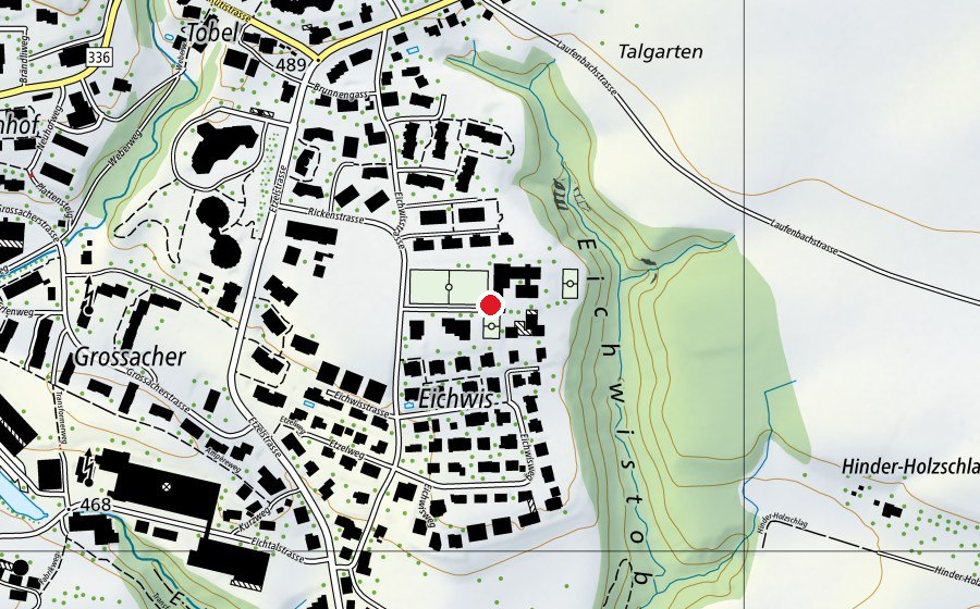 Carte indiquant l’emplacement de Schulhaus Tobel (École)