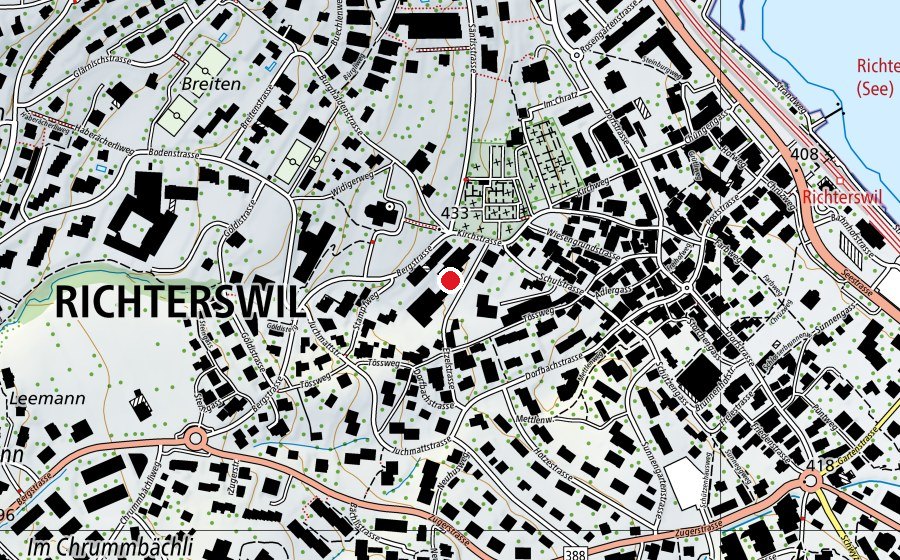 Map showing the location of Schulhaus Töss (School)